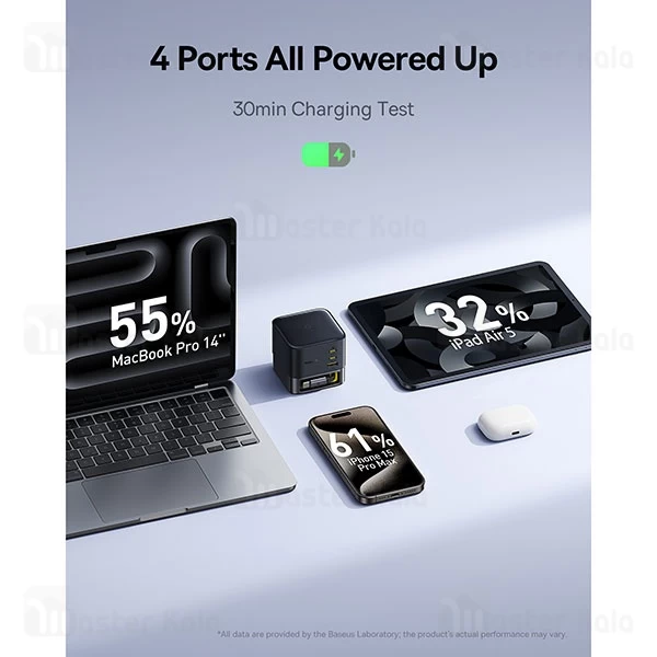 هاب شارژر 3 پورت بیسوس Baseus P10164001123 Super GaN 100W توان 100 وات