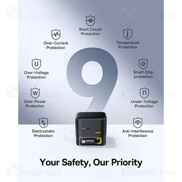 هاب شارژر 3 پورت بیسوس Baseus P10164001123 Super GaN 100W توان 100 وات