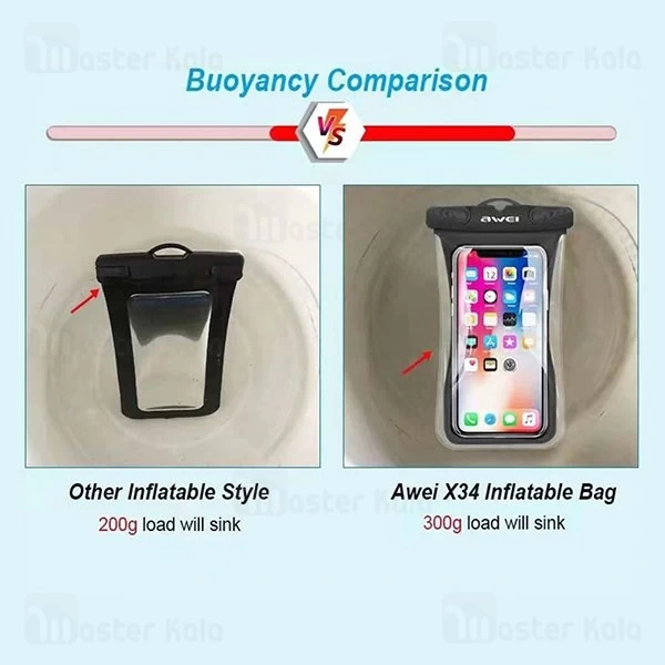 کیف ضد آب اوی Awei X34 Waterproof Phone Bag سازگار با گوشی‌های تا 6.5 اینچ