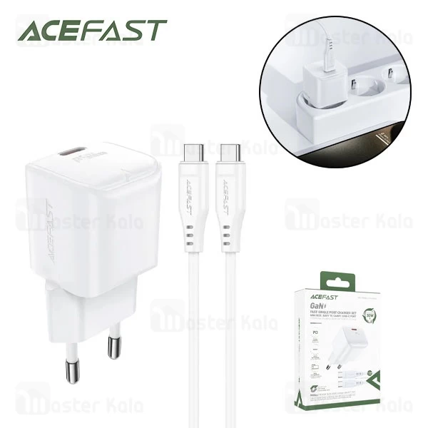 شارژر دیواری ایس فست ACEFAST A77 Set PD30W GaN توان 30 وات همراه با کابل