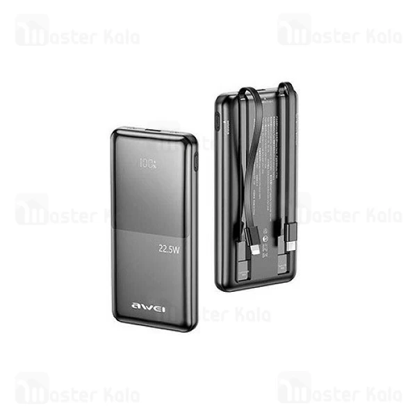 پاوربانک 10000 اوی Awei P76K توان 22.5 وات با کابل متصل