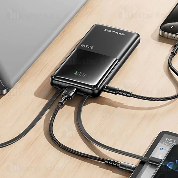 پاوربانک 10000 اوی Awei P76K توان 22.5 وات با کابل متصل