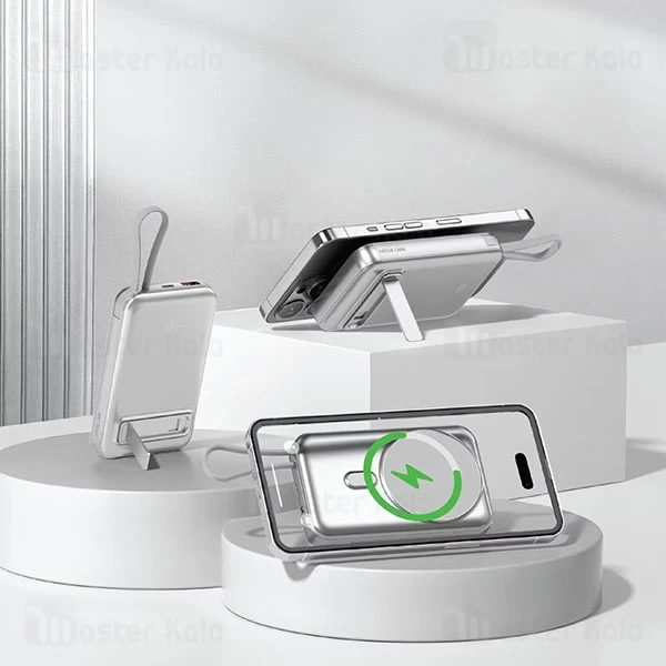 پاوربانک وایرلس 10000 مگ سیف گرین لاین Green Lion DXB MagSafe GNDXBMG10KSL توان 22.5 وات