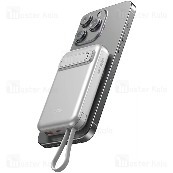 پاوربانک وایرلس 10000 مگ سیف گرین لاین Green Lion DXB MagSafe GNDXBMG10KSL توان 22.5 وات