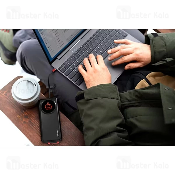 پاوربانک 10000 پرودو Porodo Animated Display PD-PBFCH072-BK توان 45 وات همراه با کابل متصل