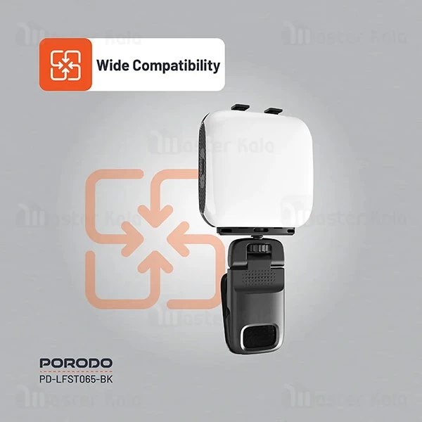 چراغ گیره ای شارژی پرودو Porodo PD-LFST065-BK Clip-On Fill Light