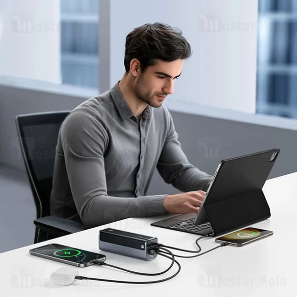 پاوربانک 20800 بیسوس P14582109813-00 توان 145 وات همراه با کابل تایپ سی