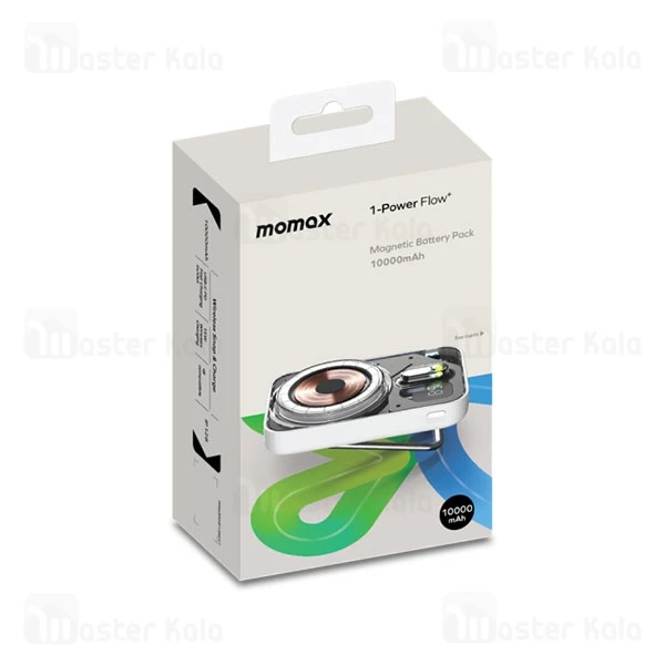 پاوربانک وایرلس فوق نازک 10000 مگ سیف مومکس Momax 1-Power Flow IP128 توان 20 وات