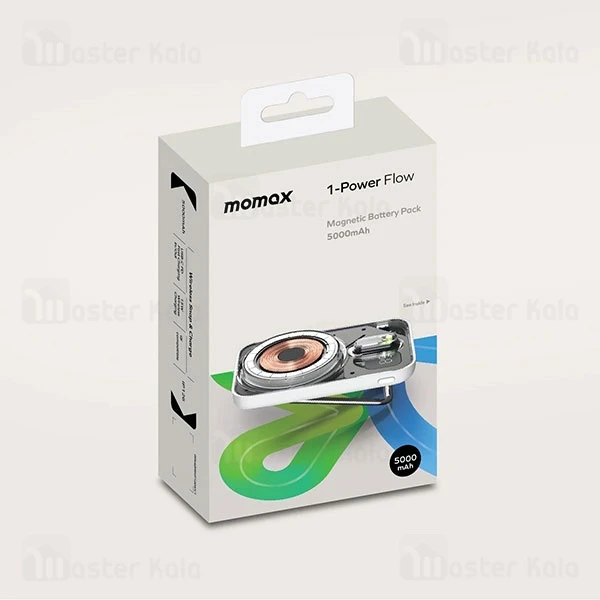 پاوربانک وایرلس فوق نازک 5000 مگ سیف مومکس Momax 1-Power Flow IP126 توان 15 وات