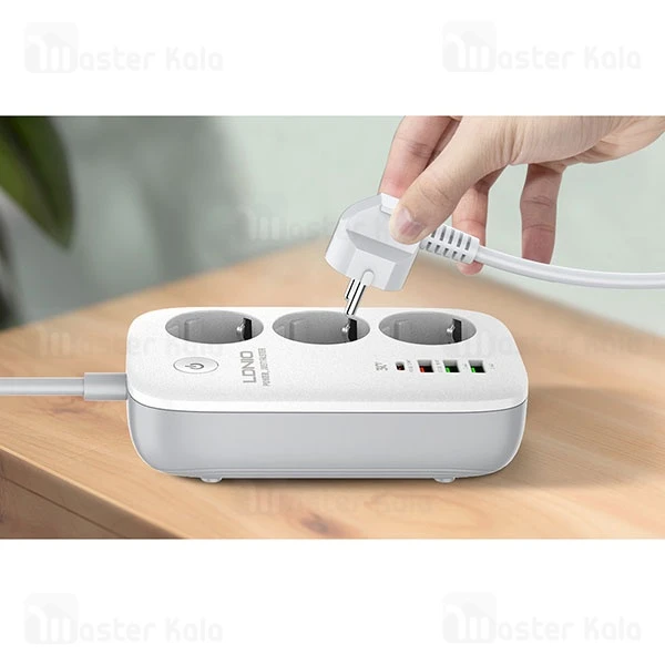 چند راهی برق و شارژر هوشمند الدینیو LDNIO SEW3452 دارای 4 پورت