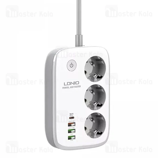 چند راهی برق و شارژر هوشمند الدینیو LDNIO SEW3452 دارای 4 پورت