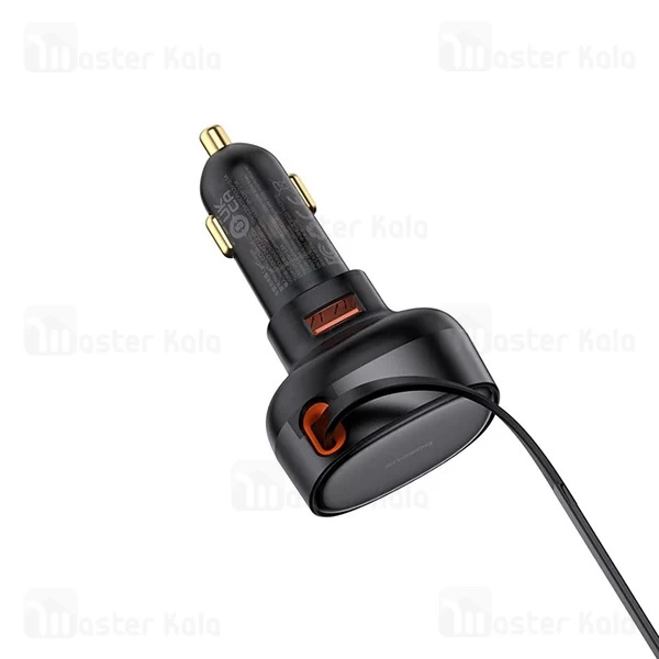 شارژر فندکی بیسوس Baseus CCTXP-UC Enjoyment Pro C00057800111-00 توان 60 وات همراه با کابل جمع شونده