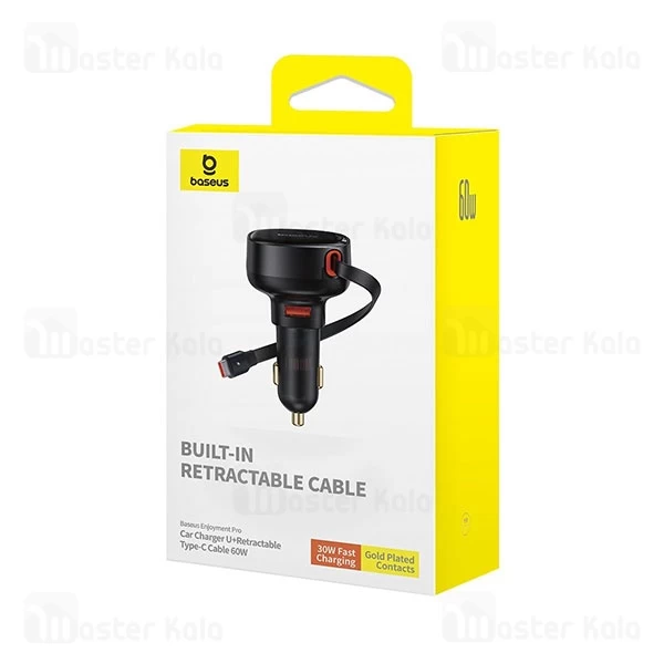 شارژر فندکی بیسوس Baseus CCTXP-UC Enjoyment Pro C00057800111-00 توان 60 وات همراه با کابل جمع شونده