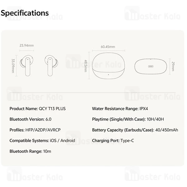 هندزفری بلوتوث کیو سی وای QCY T13 Plus
