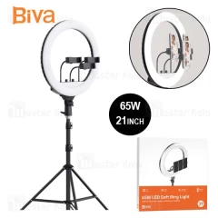 رینگ لایت بیوا Biva RL-03 65W LED Soft Ring Light سایز 21 اینچ با سه پایه و 3 هولدر