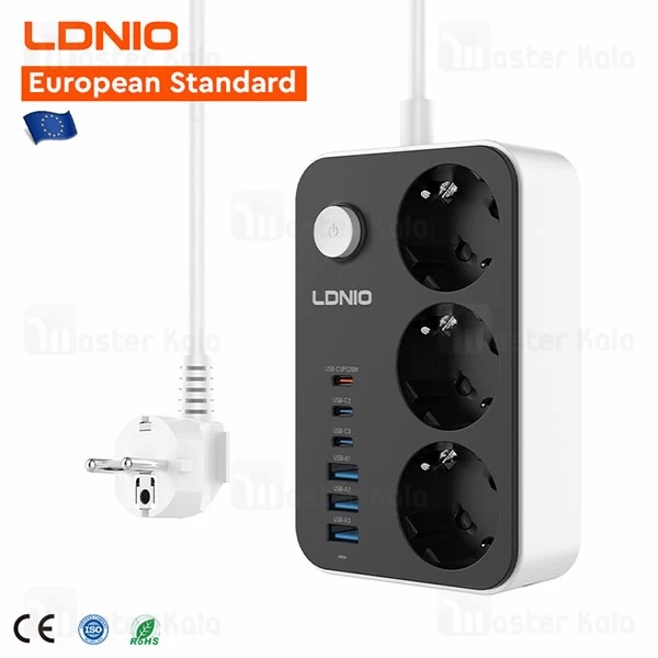 چند راهی برق و شارژر الدینیو LDNIO SE3631C دارای 6 پورت