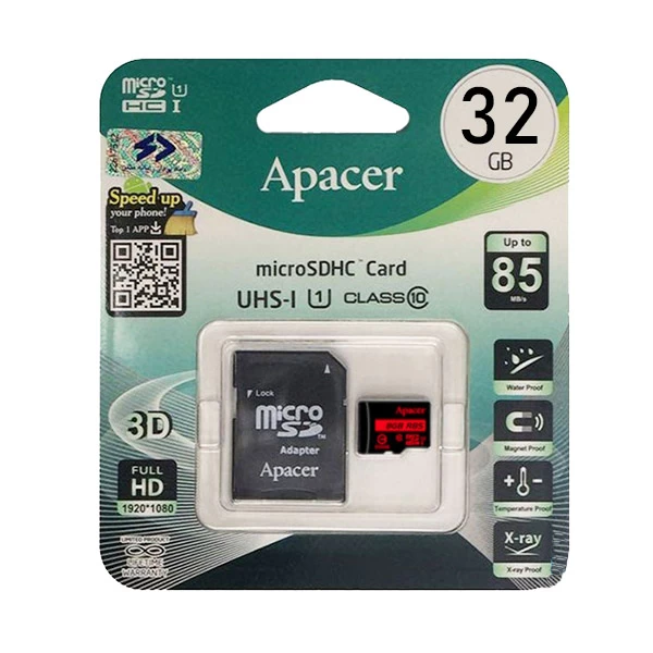 رم میکرو Apacer 85MBs 32GB MicroSD UHS-l U1 With Adapter