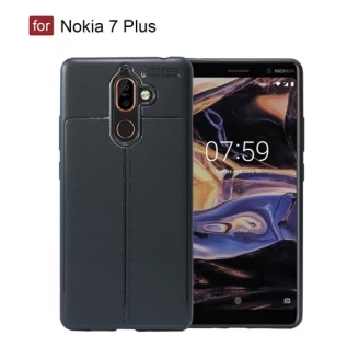 قاب محافظ ژله ای طرح چرم Nokia 7 Plus مدل Auto Focus