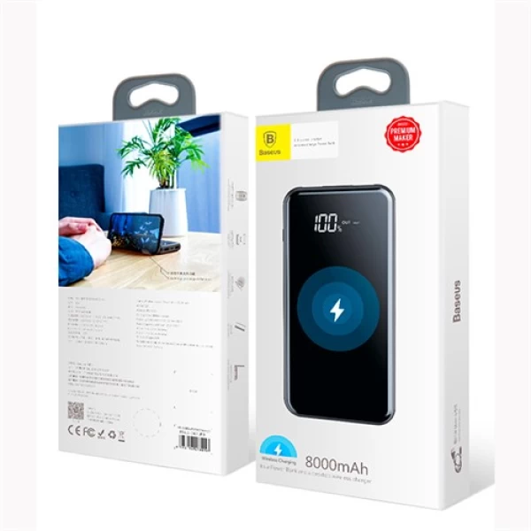 پاوربانک وایرلس 8000 میلی آمپر بیسوس Baseus Full Screen Bracket Wireless Charge Power Bank