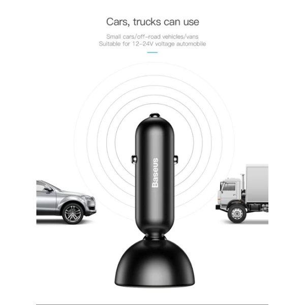 شارژر فندکی 2 پورت فست شارژ 4.8A بیسوس Baseus shake Head Digital Display