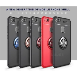 قاب محافظ ژله ای طرح چرم انگشتی Becation Auto Focus Magnetic Ring Case Huawei P10 Lite