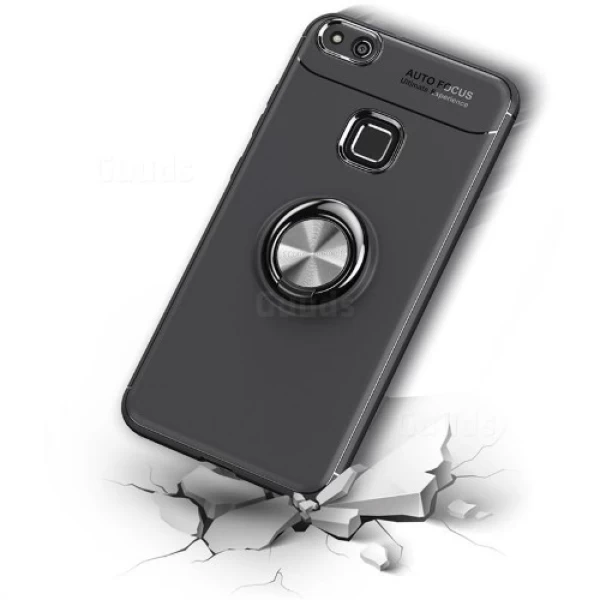 قاب محافظ ژله ای طرح چرم انگشتی Becation Auto Focus Magnetic Ring Case Huawei P10 Lite