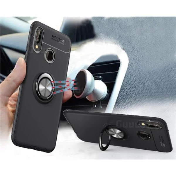 قاب محافظ ژله ای طرح چرم انگشتی Auto Focus Magnetic Ring Case Huawei Nova 3e / P20 Lite