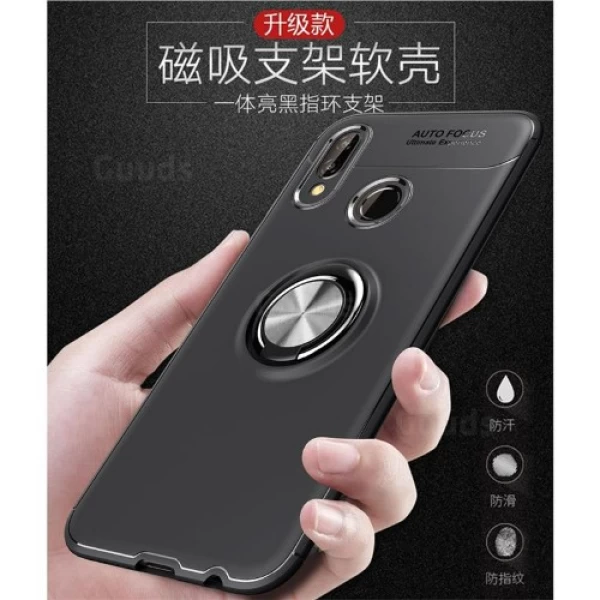قاب محافظ ژله ای طرح چرم انگشتی Auto Focus Magnetic Ring Case Huawei Nova 3e / P20 Lite