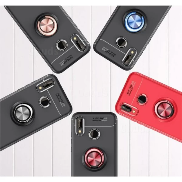 قاب محافظ ژله ای طرح چرم انگشتی Auto Focus Magnetic Ring Case Huawei Nova 3e / P20 Lite