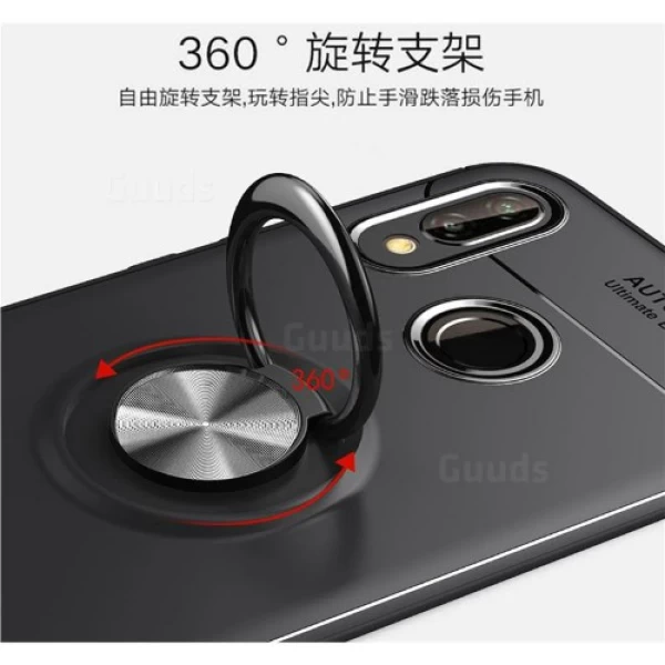 قاب محافظ ژله ای طرح چرم انگشتی Auto Focus Magnetic Ring Case Huawei Nova 3e / P20 Lite