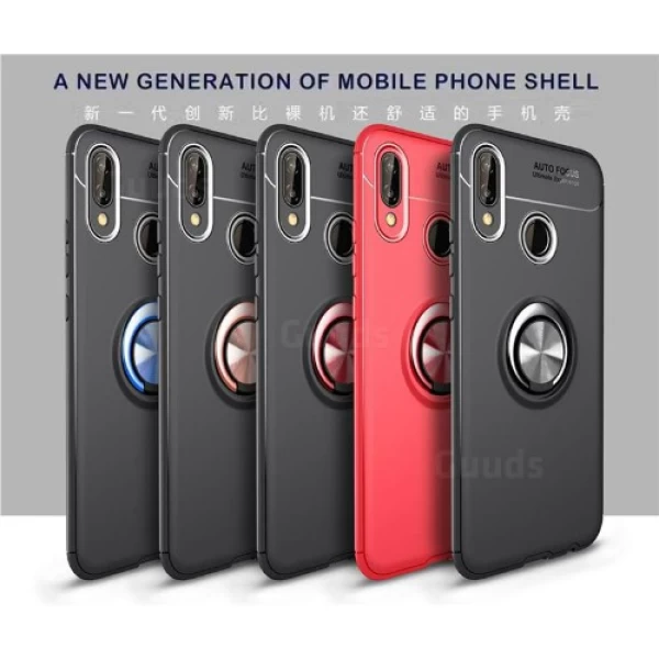 قاب محافظ ژله ای طرح چرم انگشتی Auto Focus Magnetic Ring Case Huawei Nova 3e / P20 Lite