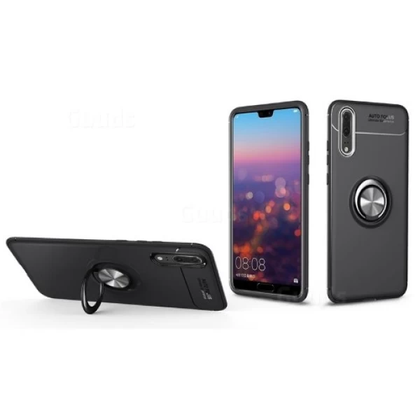 قاب محافظ ژله ای طرح چرم انگشتی Becation Auto Focus Magnetic Ring Case Huawei P20 Pro