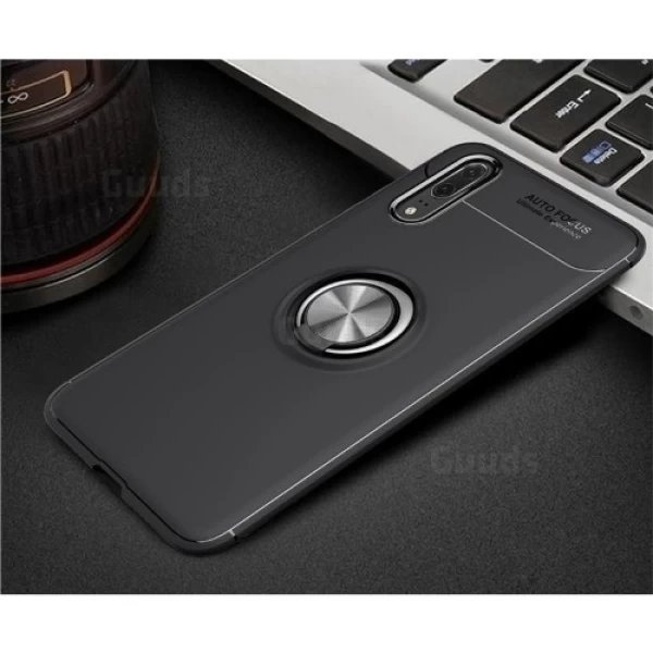 قاب محافظ ژله ای طرح چرم انگشتی Becation Auto Focus Magnetic Ring Case Huawei P20 Pro