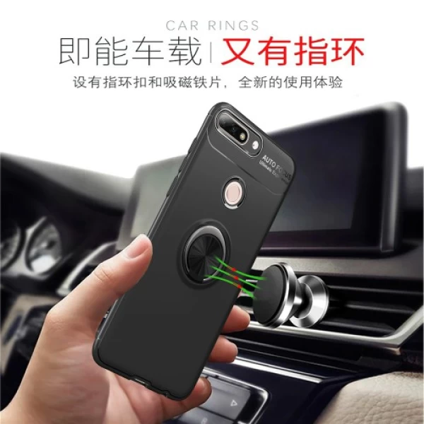 قاب ژله ای طرح چرم انگشتی Auto Focus Magnetic Ring Case Huawei Y7 Prime 2018/Honor 7C