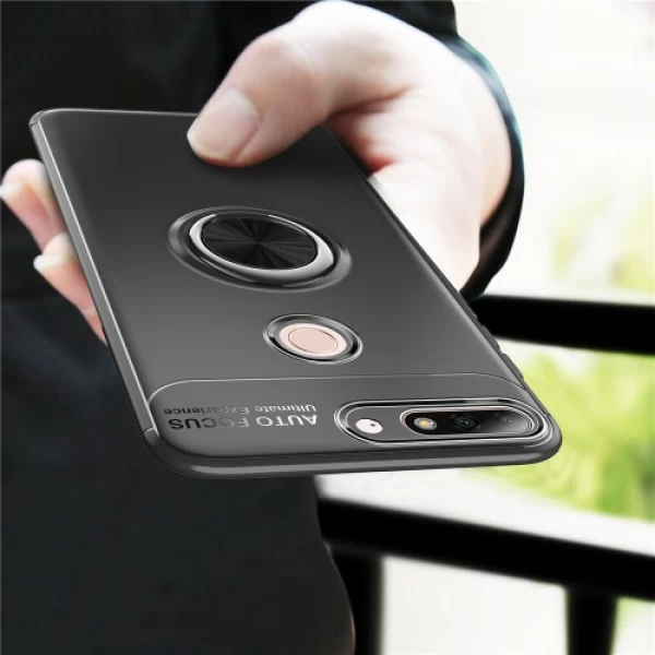قاب ژله ای طرح چرم انگشتی Auto Focus Magnetic Ring Case Huawei Y7 Prime 2018/Honor 7C