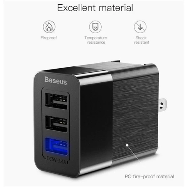 شارژر دیواری 3 پورت بیسوس Baseus Duke Universal Travel Charger