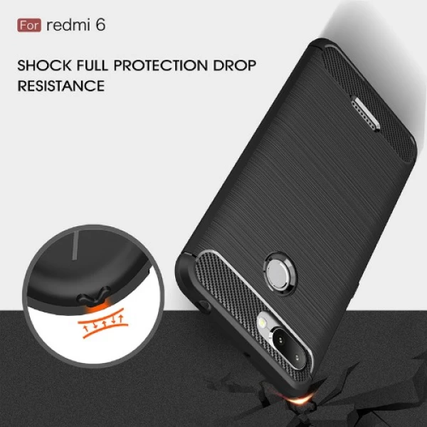 قاب محافظ ژله ای شیائومی Xiaomi Redmi 6 Rugged Armor Fiber Carbon