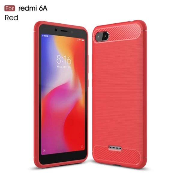قاب محافظ ژله ای شیائومی Xiaomi Redmi 6A Rugged Armor Fiber Carbon