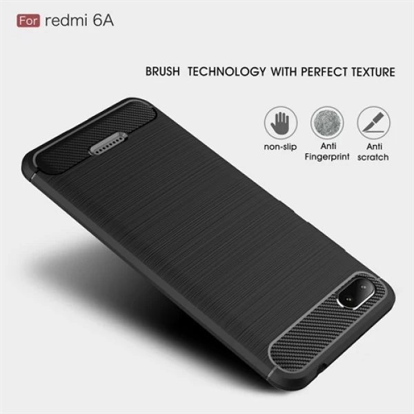 قاب محافظ ژله ای شیائومی Xiaomi Redmi 6A Rugged Armor Fiber Carbon