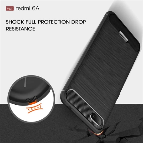 قاب محافظ ژله ای شیائومی Xiaomi Redmi 6A Rugged Armor Fiber Carbon