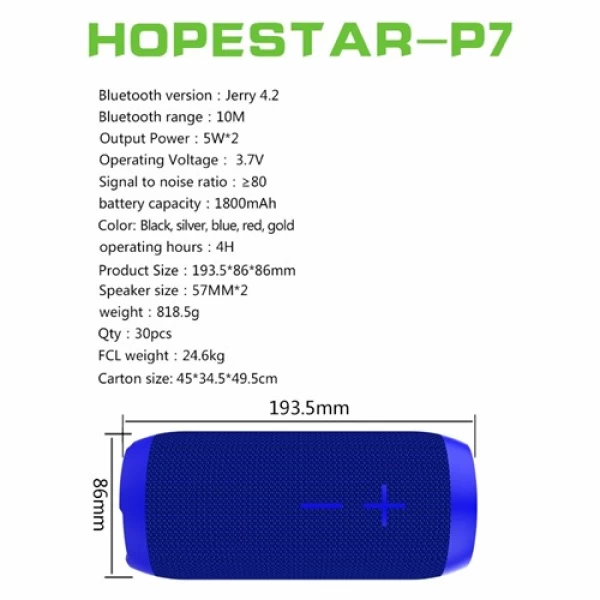 اسپیکر بلوتوث ضد آب و پاوربانک هاپ استار Hopestar P7 Bluetooth Speaker