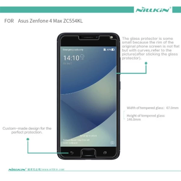 گلس نیلکین Asus Zenfone 4 Max ZC554KL Nillkin H Glass