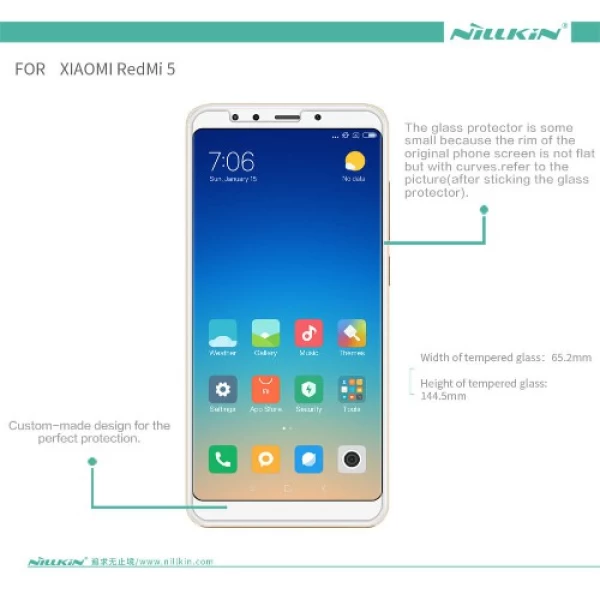 گلس نیلکین Xiaomi Redmi 5 Nillkin H Glass