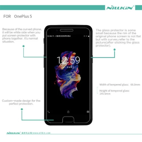 گلس نیلکین OnePlus 5 / A500 Nillkin H+ Pro Glass