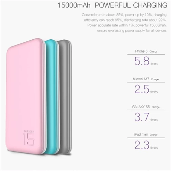 پاوربانک و شارژر همراه 15000 میلی آمپر پوریدا Puridea S3 Power Bank