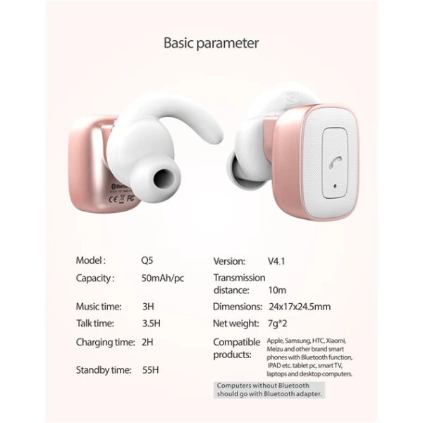 هندزفری بلوتوث دو گوش رومن Roman Q5 Earphone True Wireless Stereo
