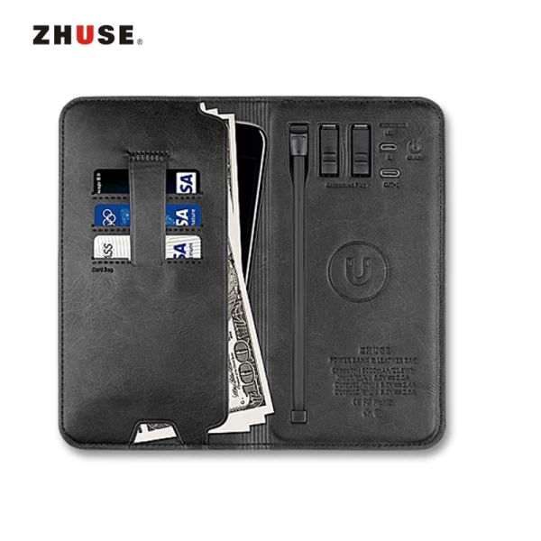 پاوربانک 8000 میلی آمپر و کیف چرمی Zhuse Silver River Series ZS-PB-017