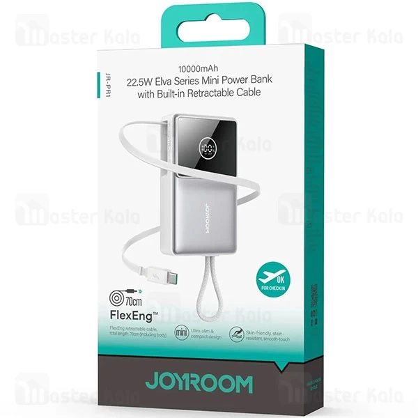 پاوربانک 10000 جویروم Joyroom JR-PR1 توان 22.5 وات با کابل متصل جمع شونده