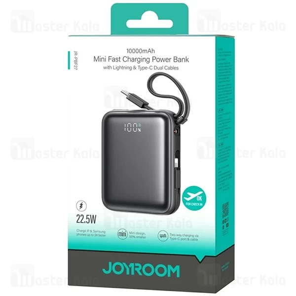پاوربانک 10000 جویروم Joyroom JR-PBF27 توان 22.5 وات با کابل متصل جمع شونده