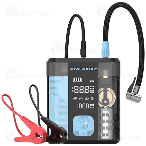 پاوربانک 12000 و کمپرسور باد و جامپ استارتر خودرو پاورولوژی Powerology PPBCHA96
